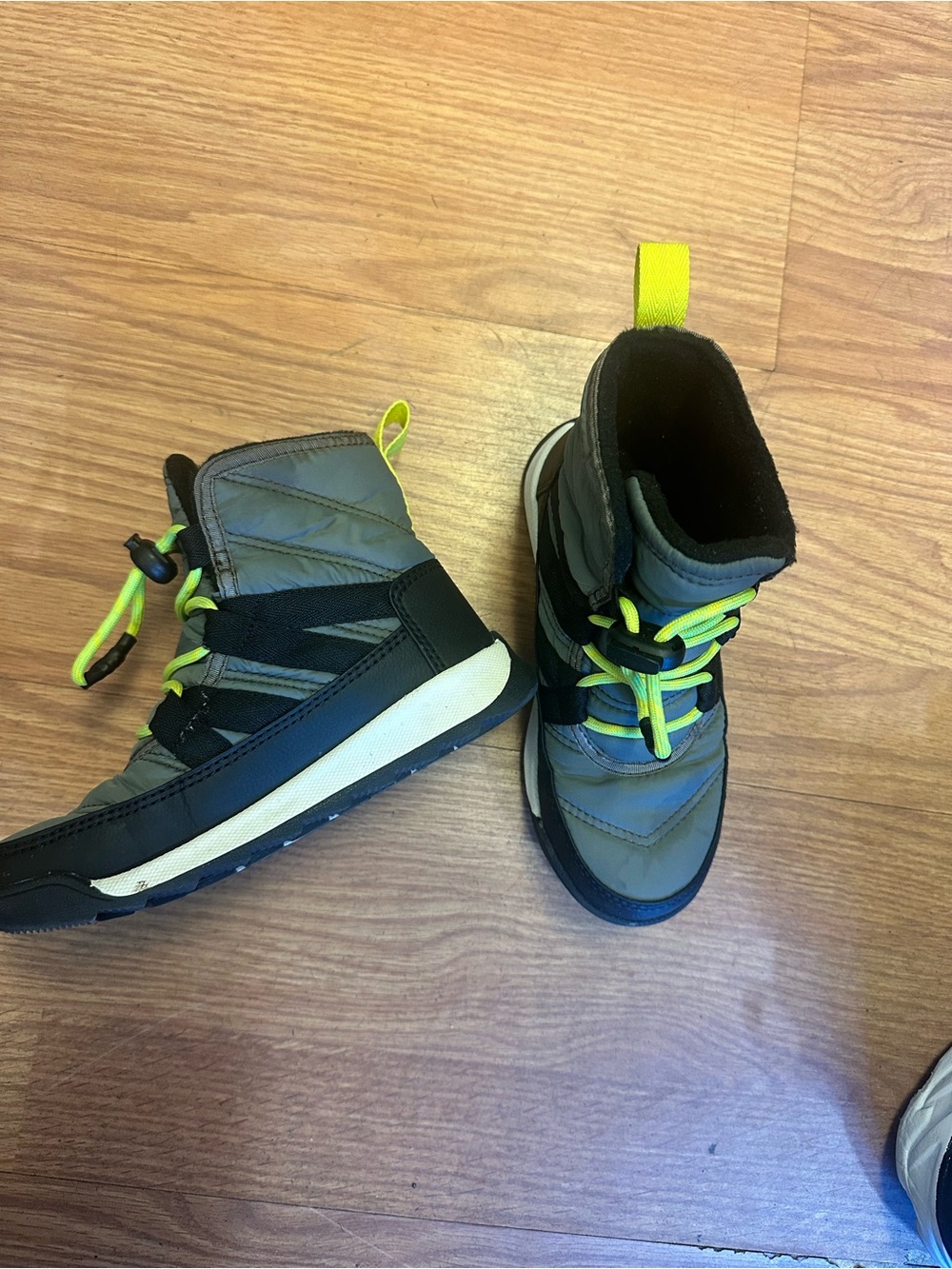 Sorel Kids Gray and Neon Yellow Winter Boots